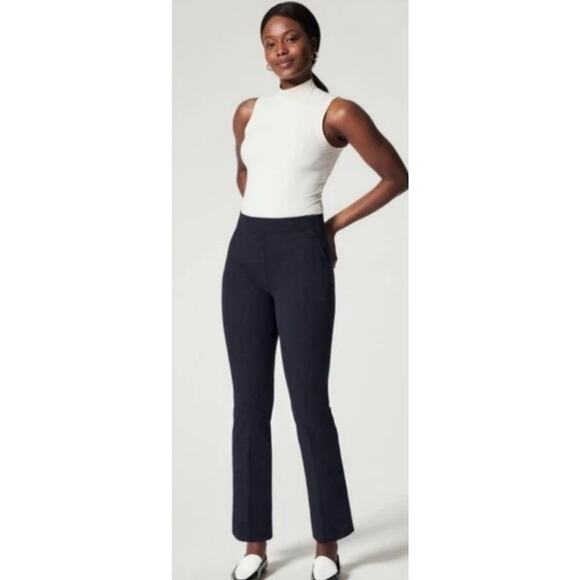 Spanx Polished Kick Flare Pants Pull-On Cropped Classic Navy Blue Size M - Picture 1 of 9